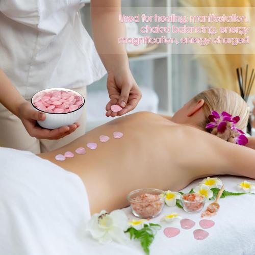 120 Pcs Heart Quartz Bulk Crystals Stone Bulk Natural Polished Stone Heart Love Carved Healing Worry Crystal with Flannel Bag for Women Gifts(Rose Quartz)