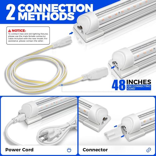 Barrina LED Grow Lights, Full Spectrum, 180W(6 x 30W, 1000W Equivalent), 3ft Grow Light Strips, T8 Grow Light Bulbs, Plant Lights for Indoor Plants, Greenhouse, Pinkish White, Linkable Design, 6-Pack