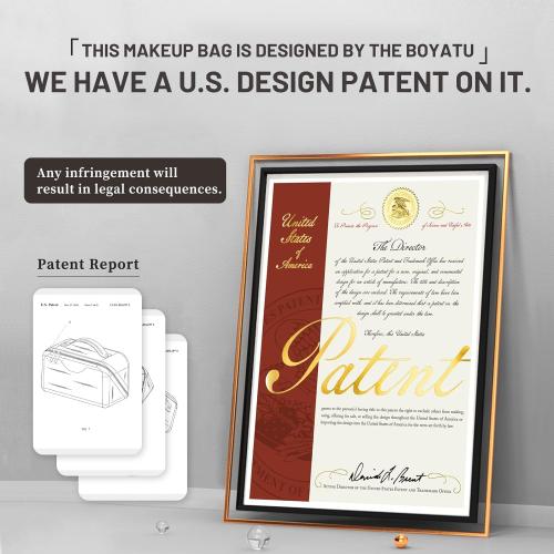 BOYATU Travel Makeup Bags Cosmetic Organizer Bag: 3-Set Large Capacity Make up Bag - PU Leather Toiletry Bags for Women - Wide Open Portable Pouch with Divider & Handle (03-Green-2)