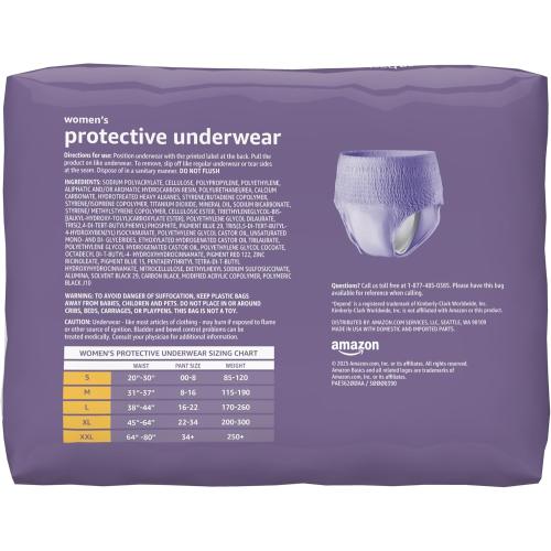 Amazon Basics Incontinence Underwear for Women, Protective, Disposable, Postpartum, Maximum Absorbency, Medium, Lavender, 60 Count (3 Packs of 20)