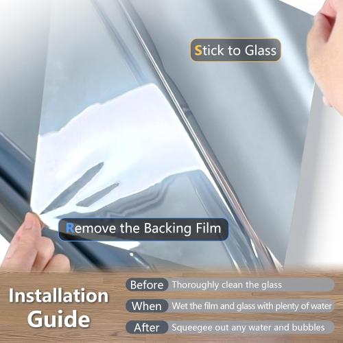 LEMON CLOUD One Way Window Privacy Film See Out Not in Reflective Mirror UV Window Cling Sun Blocking Heat Control Glare Control with Tools,29.5 Inch x 78.7 Inch