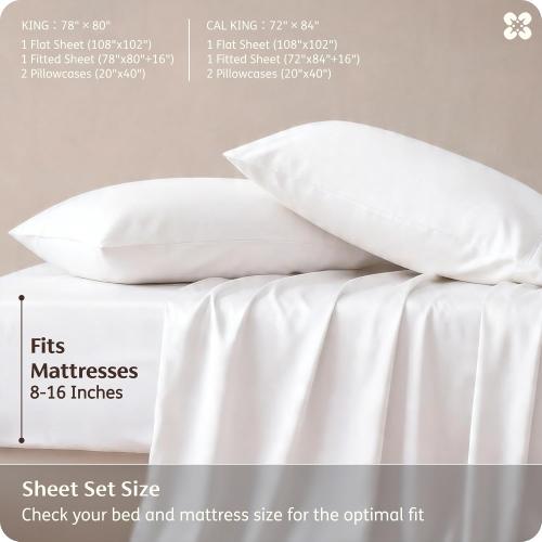 Bedsure PureWoven Rayon Derived from Bamboo, California King Sheet Sets