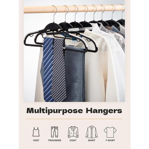 HOUSE DAY Black Plastic Hangers 30 Pack, Slim Space Saving, Non Slip Clothes Hangers with Rubber Pads, Sturdy Heavy Duty Coat Hanger for Closet, S-Shaped Hanger for Shirt, Suit, Pant, Skirt