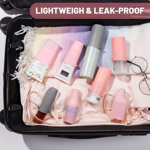 Silicone Bottle Covers- 8 Pack Fit Most Size Bottles Toiletries Travel essentials Elastic Toiletries Sleeves
