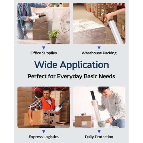 Size 15 inch FugaCity Stretch Wrap Film-15 Inch 1000 ft 60 Gauge Shrink Wrap for Pallet Wrapping, Industrial Strength 1 Roll Pallet Wrap with Handles, Moving Supplies Plastic Wrap Roll, 500% Stretch, Transparent
