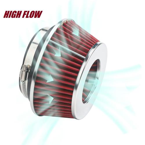 Universal Clamp-On Air Filter Fits 3 In /3.5 In /4 In Three Different Size, Height: 2.625 In, Base 6 In, Top 4.75 In, High Flow Round Tapered Washable For Car and Motorcycle