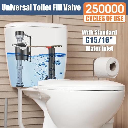 Universal Toilet Flusher Replacement Kit, Water-Saving & Height Adjustable Fill Valve, 2-Inch Flapper, Toilet Handle Lever, Quiet & Anti-Siphon Toilet Repair Kit Inside Tank (Red, 1-Pack)