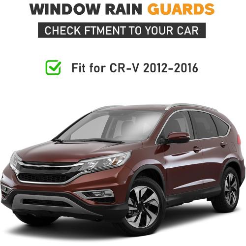 Shatterproof Taped-On Window Deflectors for Honda CR-V 2012-2016 with Chrome Trim, Rain Guards, Window Visors for Car, Vent Deflector, 4pcs