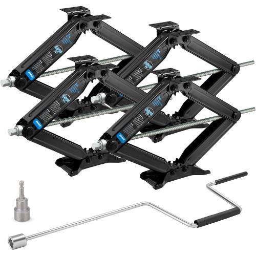 Kohree 6500lbs Heavy Duty RV Stabilizer Jacks 4 Pack, 24 Inch Leveling Scissor Jack for Travel Trailer Camper, with Crank Handle and Drill Bit
