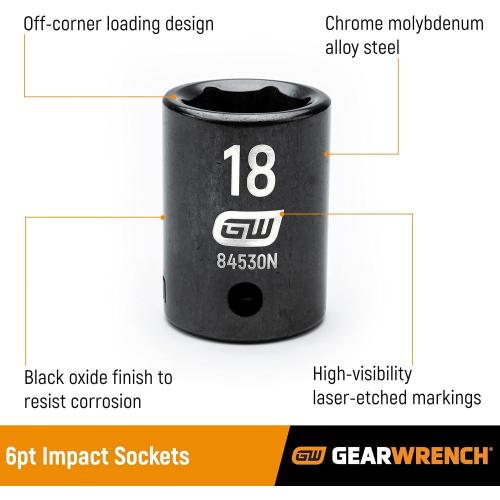 GEARWRENCH 65 Piece 1/2 Drive Standard & Deep SAE/MM Impact Socket Set - 89095
