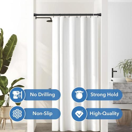 2 Pack 28-48 Inch Adjustable Stainless Steel Anti-Slip Spring Tension Small Shower Curtain Rod - No Drilling, 7/8 Tension Rod for Bathroom Bedroom Doorway Closet Door