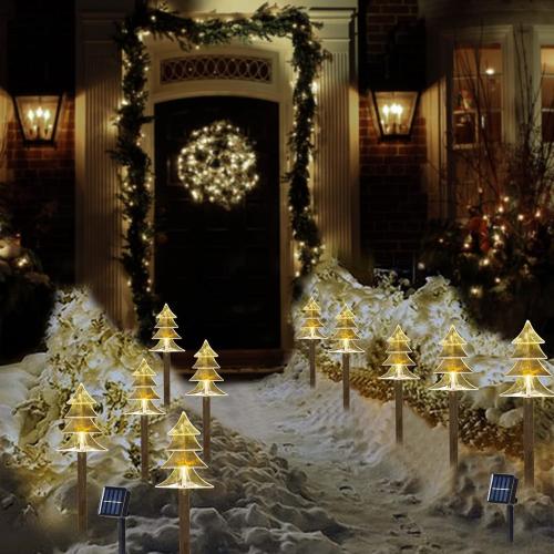 5 Pack Christmas Solar Pathway Lights, Solar Tree Lights Outdoor | Solar Powered, Waterproof, Pathway Use, Christmas Decor, Outdoor Landscape