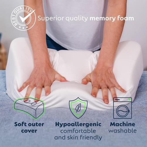 – Side Sleeping Pillow | Height Adjustable | Ear Pain Relief | CPAP Pillow | Wrinkle Prevention | TMJ | Advanced Memory Foam with Soft Cover (Soft)