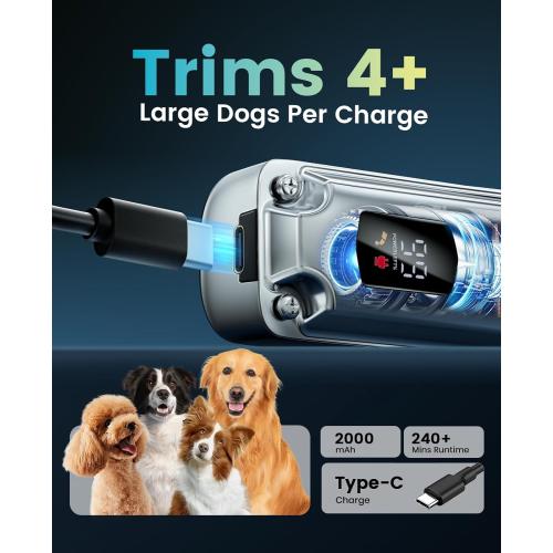 oneisall Dog Clippers for Grooming Thick Hair,Low Noise Dogs Grooming Kit with Detachable Stainless Steel Blade,Dog Shaver for Thick/Matted/Knotted/Fine/Wave/Curly Hair,PC18