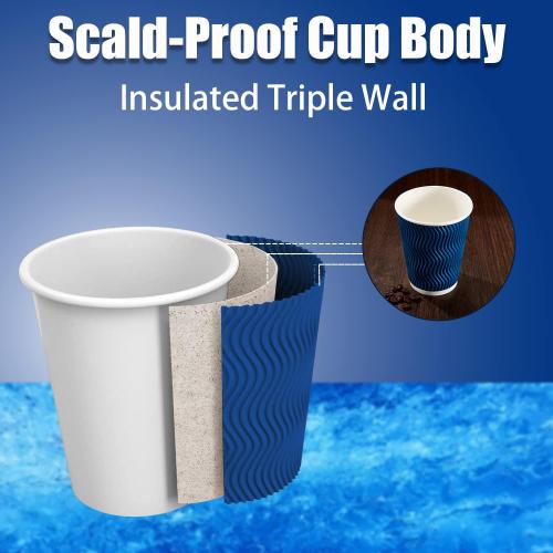 Lamosi Coffee Cups 12 oz - 120 Pack, 12 oz Disposable Paper Coffee Cups Insulated, Corrugated Kraft Ripple Wall Cup for Hot Beverage or Cold Drinks (Navy) | Disposable, Insulated, Corrugated Kraft, Ripple Wall Cup, Hot Beverage, Cold Drinks