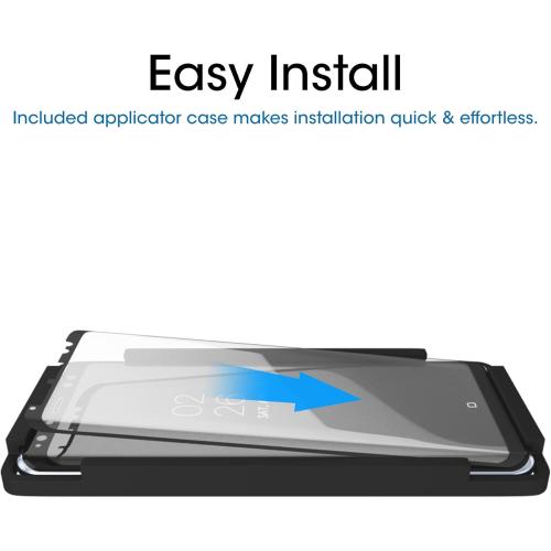 amFilm Glass Screen Protector for Samsung Galaxy S8, 3D Curved Tempered Glass, Dot Matrix with Easy Installation Tray, Case Friendly (Black)