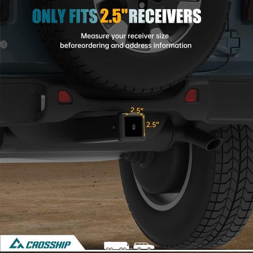 Adjustable Trailer Hitch - Heavy Duty Aluminum Drop Drawbar Hitch - Fits 2.5 Receiver, 6 Drop/Rise, for Truck, SUV, RV(18500 LBS GTW)