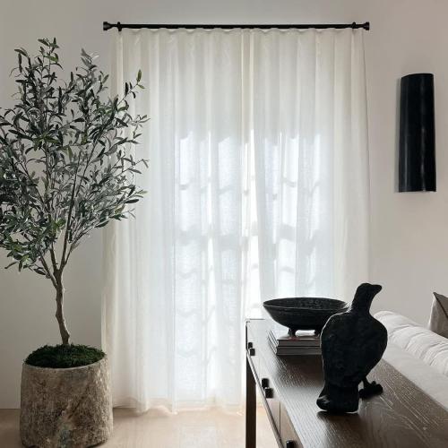 Zeerobee Curtain Rods, 120-170 Inch, Black, Metal, Matte Painted, 1 Inch Heavy Duty, Adjustable Telescopic, Wall/Ceiling Mounted