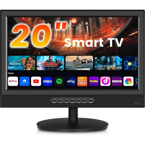 Jexiop 20inch Smart TV,Full HD 1080p LED Flat Screen with ATSC TV,with Built-in HDMI USB Suitable for Kitchen Kid's Room Basement or RV Camper
