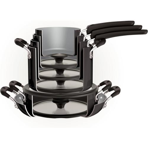 Tramontina Ceramic Non Stick 12-Piece Nesting Pots and Pans Set with Lids - Stackable Nonstick Cookware Set, Dishwasher and Oven Safe, Dark Gray