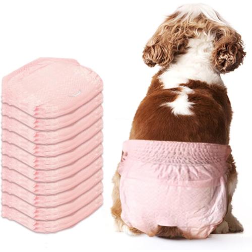 Stretchy Disposable Diapers - 10 Pcs Leak-Proof Pull-ups for Cats & Female Dogs in Heat, Incontinence & Training (S, Pink)