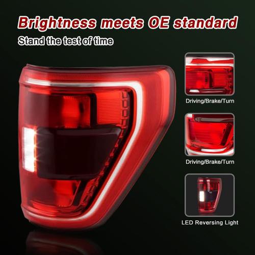 Halogen Tail Lights W/Blind Spot Compatible With 2021 2022 2023 Ford F150 XL/XLT/STX/TREMOR Tail Light OEM:ML3Z-13404-C ML3Z-13404-B (21-23 Halogen Type W/Blind Spot, Right Passenger Side)