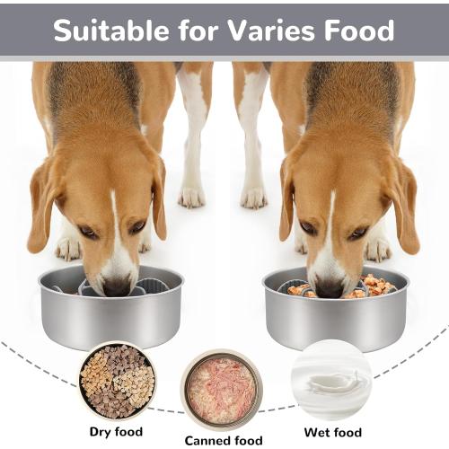 MateeyLife Cuttable Slow Feeder Dog Bowls Insert with Suction Cups for Medium & Large Dogs to Slow Down Eating– Fits Metal & Ceramic Bowls(Gray)