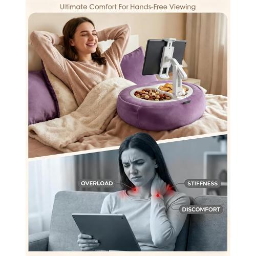 Miledi Tablet Pillow Stand for Bed with 360° Rotating Holder, Purple