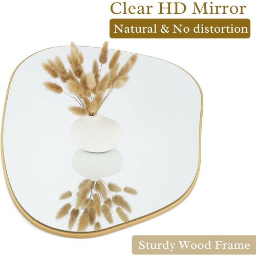 PERFNIQUE Irregular Wall Mirror Asymmetrical Mirror, 40''x26'' Gold Mirror for Bathroom Bedroom Living Room Entryway, Decorative Modern Wall Decor, Wall Mounted (Gold, 40 x 26)