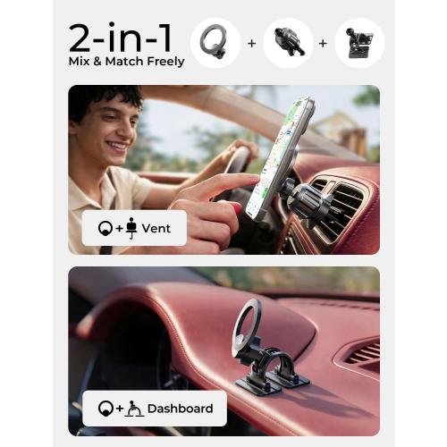 LISEN for MagSafe Car Mount, [Upgrade 2026 Ultra Magnets] Magnetic Phone Holder for Your Car Cell Phone Holder Mount for Air Vent Car Accessories for Men Women fit iPhone 17 16 15 14 13 12 Pro Max