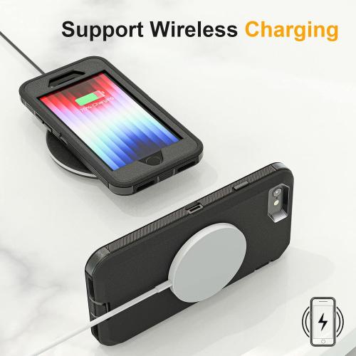 for iPhone SE Case 2022/2020/3rd/2rd,iPhone 8/7 case [Shockproof] [Dropproof] [Military Grade Drop Tested] with Non-Slip Removable Heavy Duty Full Body Phone Case-Black