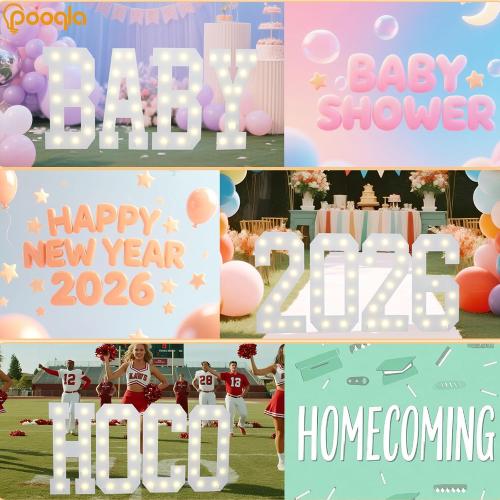 Pooqla 2.4FT Marquee Light Up Numbers for 2026 Graduation Party Decorations, Giant Letter Sign for Girl Boy Balloons Birthday New Year Party Back to School Classroom Decoration, Warm White Number 2026