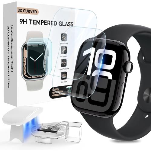 Compatible for Apple Watch Series11/Series 10 Screen Protector 42mm, Tempered Glass Full Coverage Bubble Free HD Film for iWatch Seires 10 42mm - 2 Pack