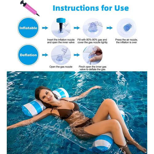 8 Pack Pool Floats Adult Size,Multi-Purpose 4-in-1 Inflatable Hammock Toys (Saddle,Lounge Chair,Hammock,Drifter) Floats for Swimming Pool,for Vacation Fun and Rest