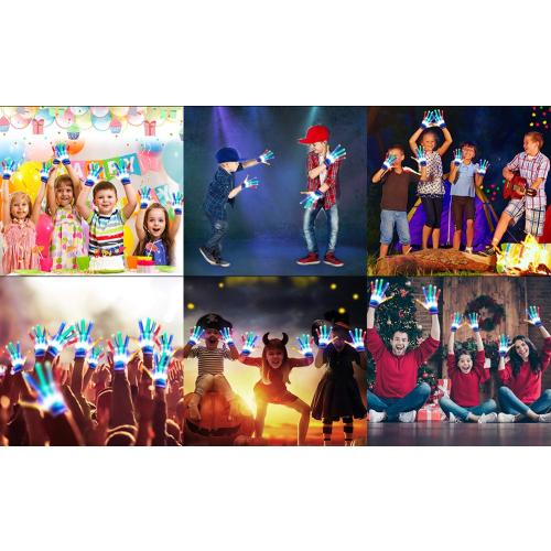 LED Gloves for Kids, Teens & Adults - Finger Light Gloves with 5 Colors/6 Modes - Perfect for 9-12 Year Old Boys & Girls - Ideal for Halloween & Christmas Parties