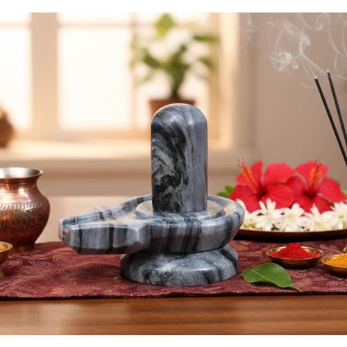 Size 5.25 Color Grey Black Marble Stone Shiva Lingam Shiv Ling Idol Murti Statue (5.25 Grey)