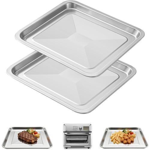 GWY 2PCS Air Fryer Accessories parts for Cuisinart TOA-60 TOA-65 TOA-70 Toaster Convection Oven, 12 * 11'' Tray Replacement Steel Pan Toaster Oven Accessories Parts