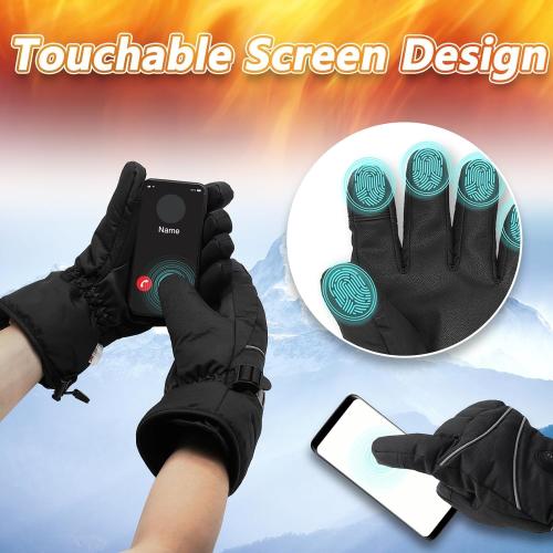 Heated Gloves for Men Women, Rechargeable Battery Powered, Waterproof Windproof Thermal Touchscreen Heating Gloves for Skiing, Riding, Hiking (L)