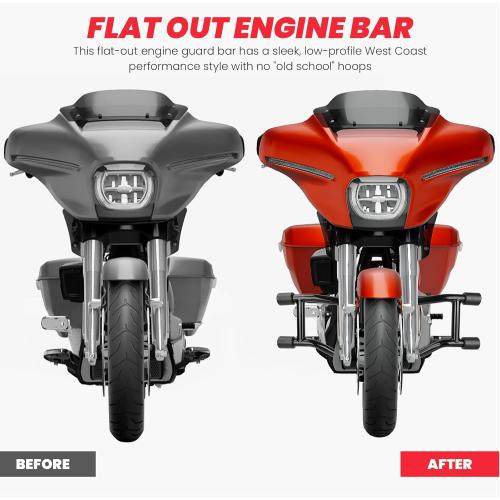 Crash Bar Compatible with Harley Davidson Touring Models 2014-2026, Black Engine Guard Bar for Street Glide Road Glide Road King Electra Glide