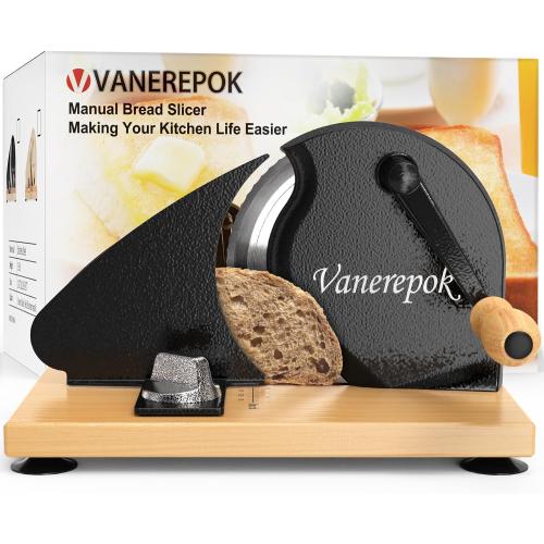 Manual Bread Slicer for Homemade Sourdough Bread Versatile Hand Crank Bread Slicer for Sourdough Crusty Bread Etc Stainless Steel Slicers Adjustable Width for Homemade & Commercial Use
