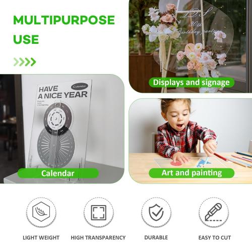 VOISEN 2 Pack Plexiglass Sheets 1/8 Inch Thick, 24X36 Plexi Glass Panel,Plastic Sheet for Crafts,Signs, Display Cases, Sneeze Guard, Cut with Engraver,Power Saw or Hand Tools