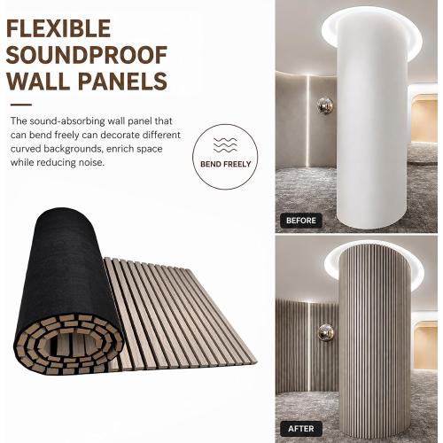 Acoustic Wood Panels for Wall,3D Flexible Fluted Sound Slat Panel,White Oak | Soundproof ,Absorbing,Noise Cancelling,94.5 x 23.6in