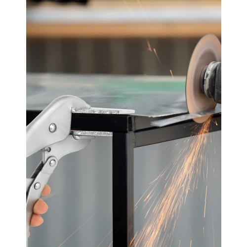 QWORK 10 Locking Sheet Metal Clamp, 2 Pack Welding Locking Plier Tools, Heavy Duty Sheet Metal Grip Tool, Adjustable Opening Nickle Plated Welding Plier