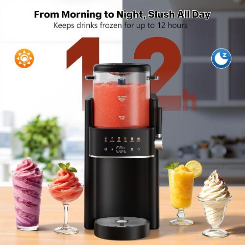 Slushie Machine for Home, Ice Cream Maker, 40OZ Capacity, Black | Slushy Margarita Frozen Drink Soft Serve Ice Cream Machine, 6 Preset, No Ice Needed, Fast Freeze, Temp Control, Easy to Clean