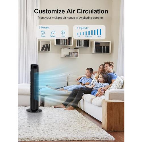 Uthfy 31 Inch Tower Fan for Bedroom, 120° Oscillating Quiet Standing Bladeless Fan 7.5H Timer, 3 Speeds, 3 Modes, for Room, Dorm, Office, Matte Black