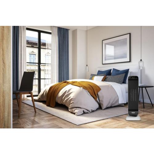 DeLonghi 1500w Ceramic Digital Tower Heater made with recycled materials and packaging, remote, ECO, oscillation