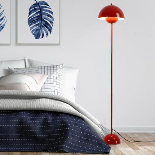 COSYLUX Modern Floor Lamp for Living Room, Industrial Tall Standing Lamp for Bedroom, Metal Shade Reflecting Light Reading Floor Lamp for Office, Nursery Room, Corner(Dark Red)