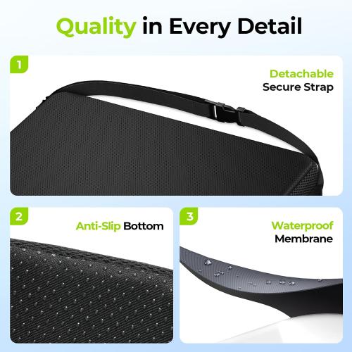 AUVON Gel Ventilation Seat Cushion with Innovation Heat Dissipation Design | Supportive Memory Foam Wheelchair Cushion for Back & Tailbone Comfort, Waterproof Cover, Anti-Sore & Ulcer, Buckle Strap