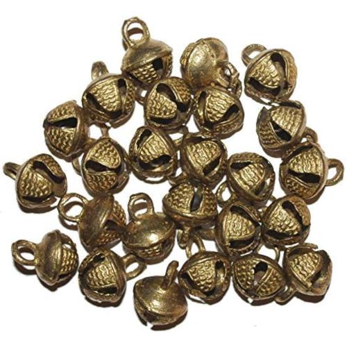 eSplanade 100 Pcs Indian Brass Anklets/Ghungroo Bells Loose Beads Bellydance Music Classes Craft gold