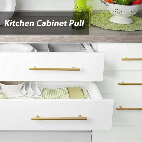 goldenwarm 10 Pack Gold Cabinet Handles Brushed Brass Drawer Pulls Gold Cabinet Pulls 3 inch - Kitchen Door Handles and Knobs Bathroom Bedroom Furniture Knobs Stainless Steel